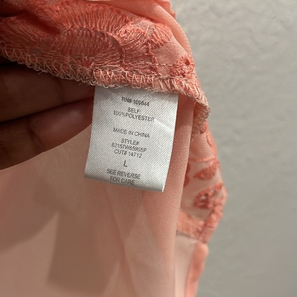 Brixon Ivy Women's Peach Sleeveless Top Embroidered sheer V Neck Size L Chic - Picture 4 of 8